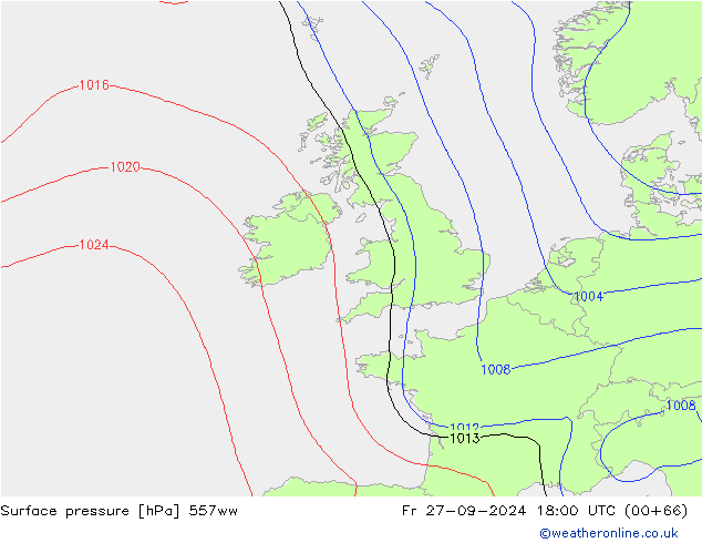 Surface pressure 557ww Fr 27.09.2024 18 UTC