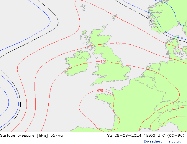 Surface pressure 557ww Sa 28.09.2024 18 UTC