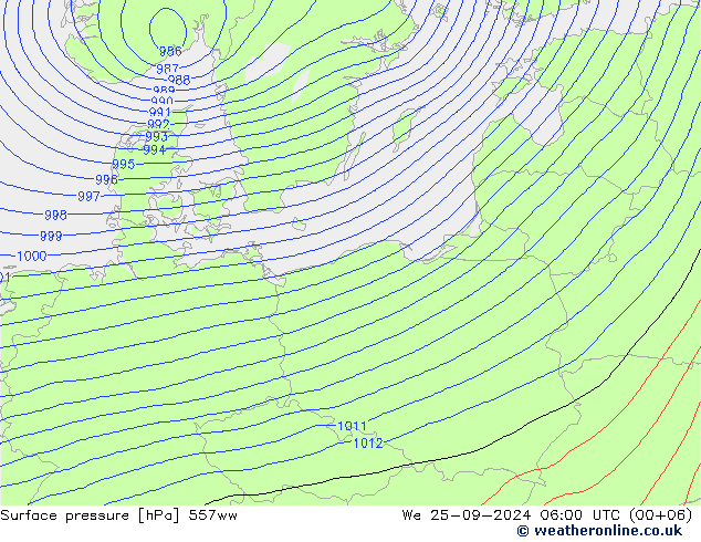 Surface pressure 557ww We 25.09.2024 06 UTC