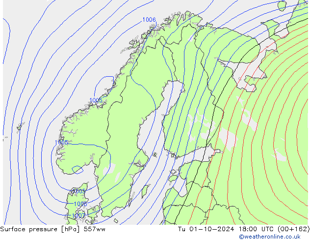 приземное давление 557ww вт 01.10.2024 18 UTC