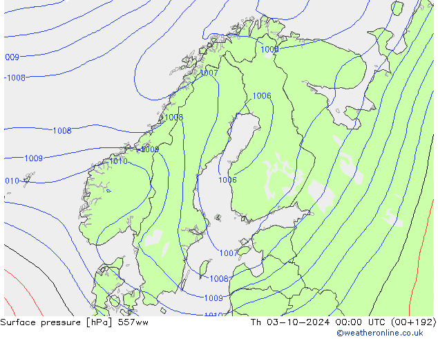 Surface pressure 557ww Th 03.10.2024 00 UTC