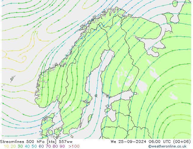 Streamlines 500 hPa 557ww We 25.09.2024 06 UTC