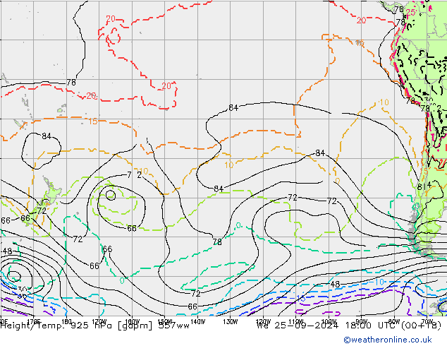 Géop./Temp. 925 hPa 557ww mer 25.09.2024 18 UTC