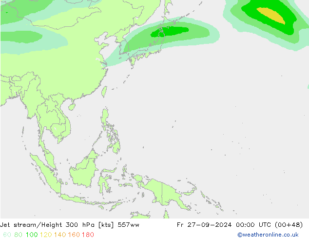 Jet stream/Height 300 hPa 557ww Fr 27.09.2024 00 UTC