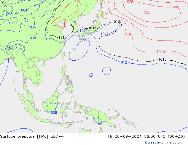 Surface pressure 557ww Th 26.09.2024 06 UTC