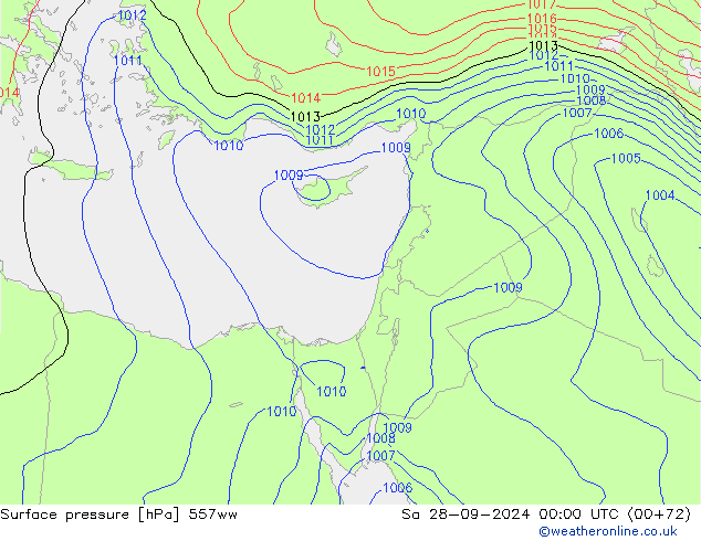 Surface pressure 557ww Sa 28.09.2024 00 UTC