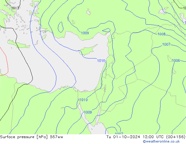 Atmosférický tlak 557ww Út 01.10.2024 12 UTC