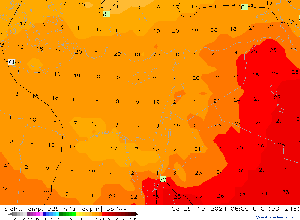 Height/Temp. 925 hPa 557ww Sa 05.10.2024 06 UTC