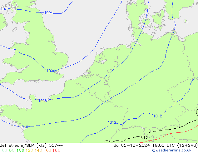 Jet stream 557ww Sáb 05.10.2024 18 UTC