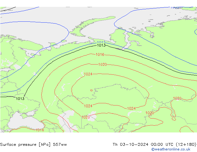 приземное давление 557ww чт 03.10.2024 00 UTC