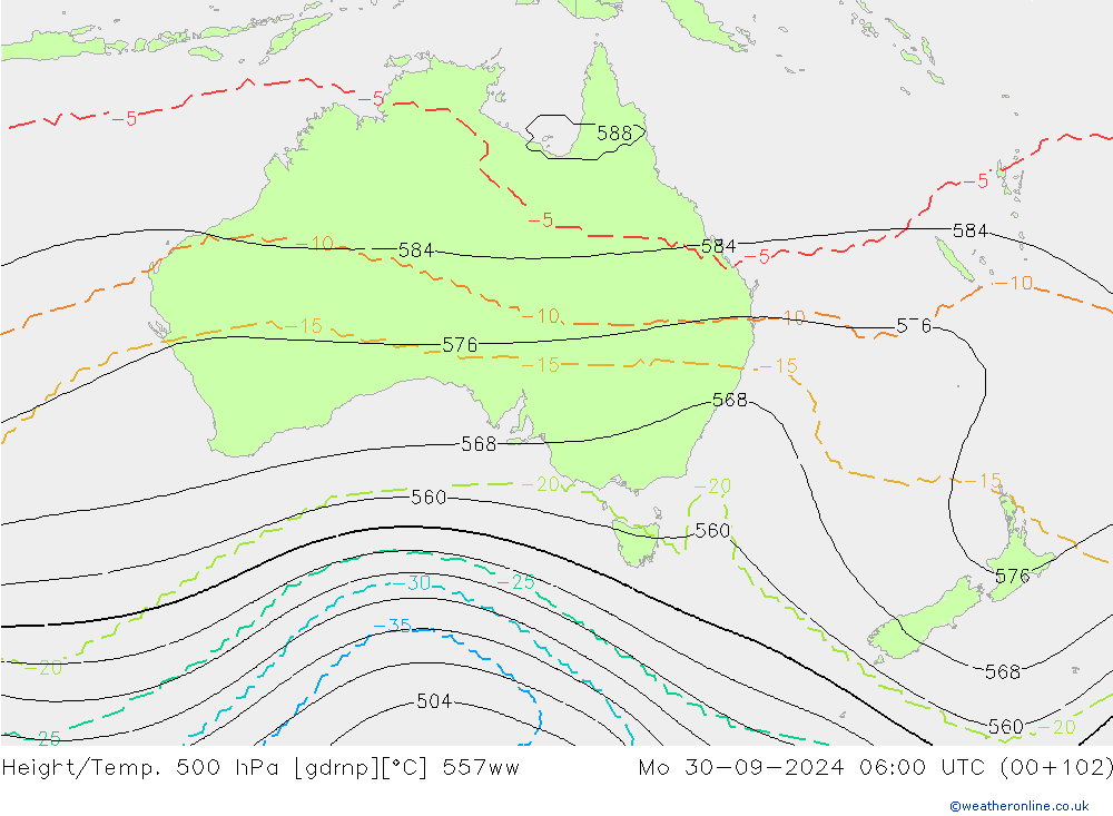 Height/Temp. 500 hPa 557ww Po 30.09.2024 06 UTC