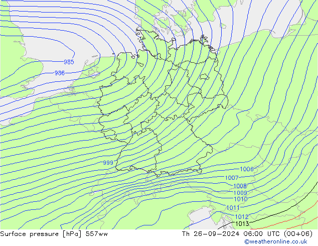 Atmosférický tlak 557ww Čt 26.09.2024 06 UTC