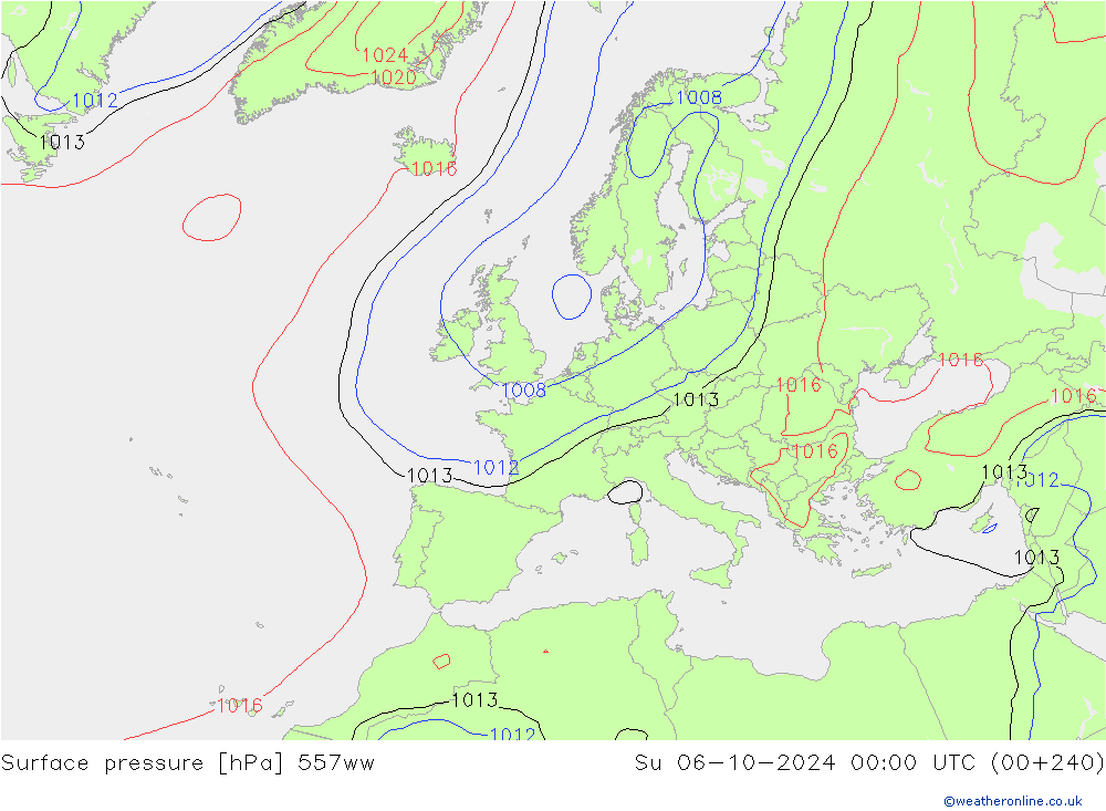 Presión superficial 557ww dom 06.10.2024 00 UTC