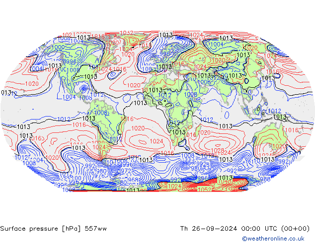 Pressione al suolo 557ww gio 26.09.2024 00 UTC