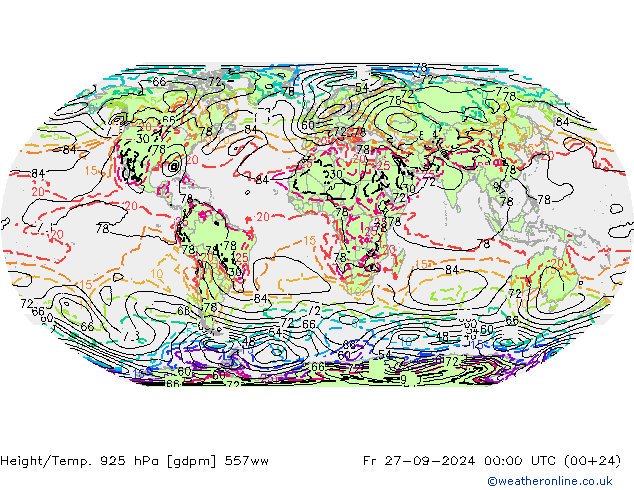 Height/Temp. 925 hPa 557ww Fr 27.09.2024 00 UTC