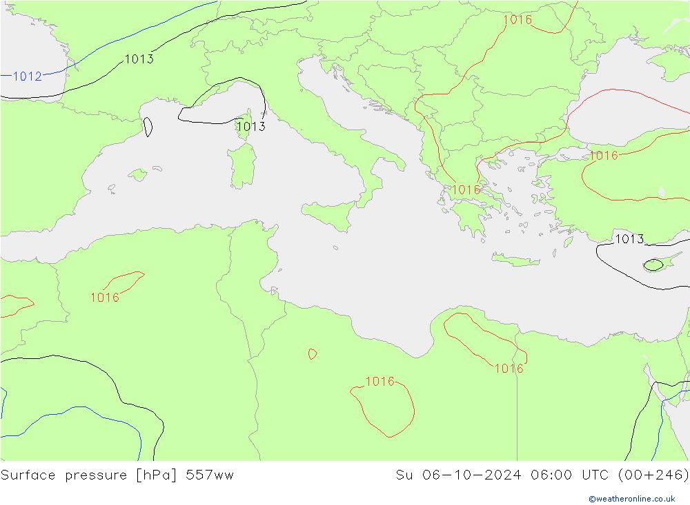 Surface pressure 557ww Su 06.10.2024 06 UTC