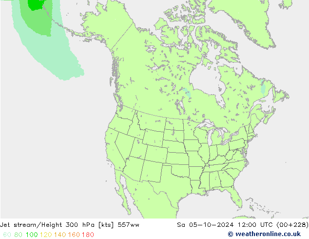 Jet stream/Height 300 hPa 557ww So 05.10.2024 12 UTC