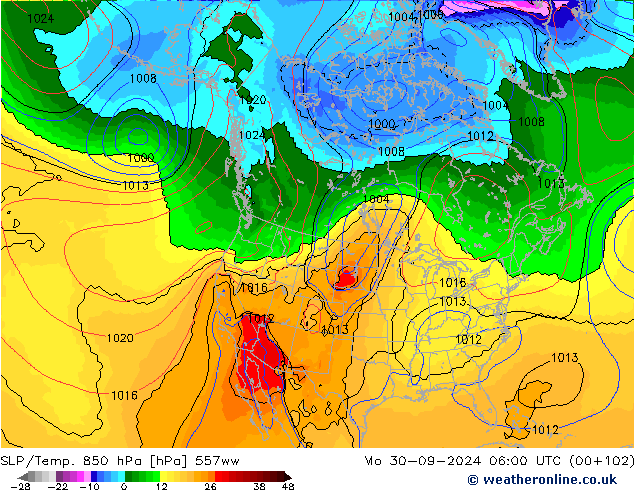 850 hPa Yer Bas./Sıc 557ww Pzt 30.09.2024 06 UTC