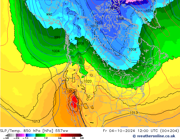 SLP/Temp. 850 hPa 557ww Fr 04.10.2024 12 UTC