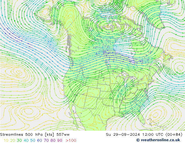 Streamlines 500 hPa 557ww Su 29.09.2024 12 UTC