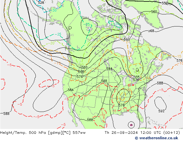 Height/Temp. 500 hPa 557ww gio 26.09.2024 12 UTC