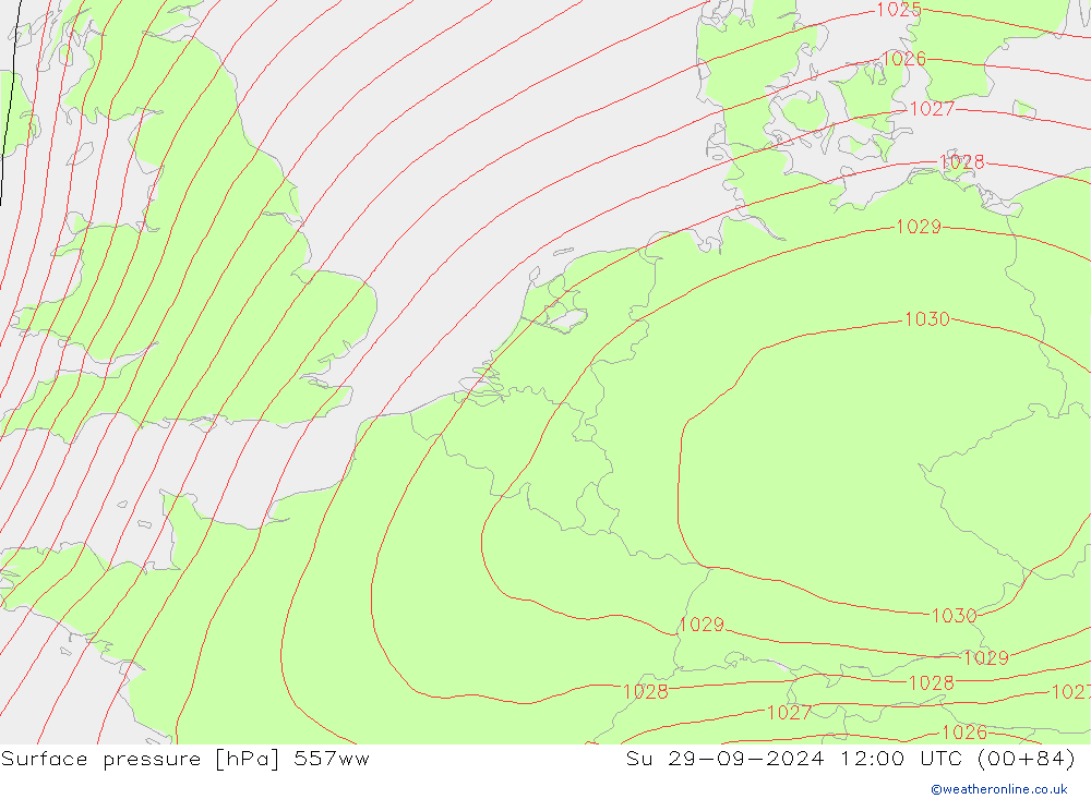 Yer basıncı 557ww Paz 29.09.2024 12 UTC