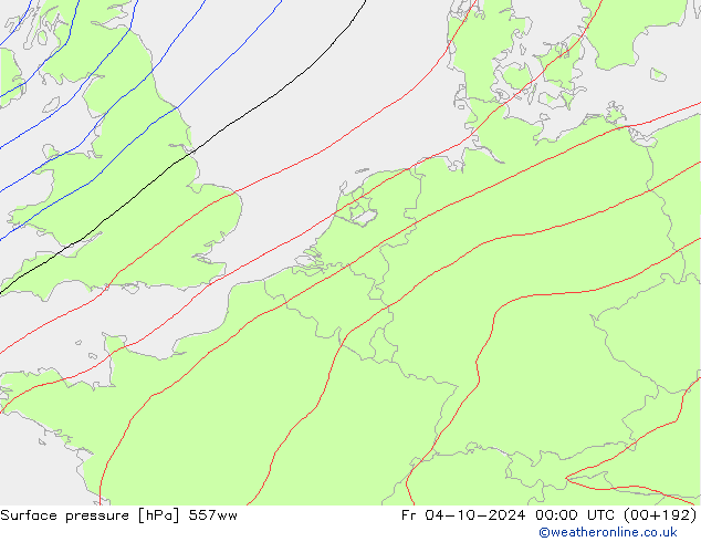 Luchtdruk (Grond) 557ww vr 04.10.2024 00 UTC