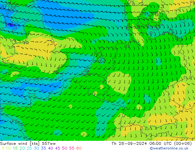 Surface wind 557ww Th 26.09.2024 06 UTC