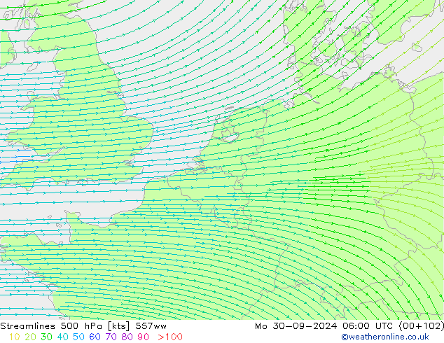 Streamlines 500 hPa 557ww Po 30.09.2024 06 UTC