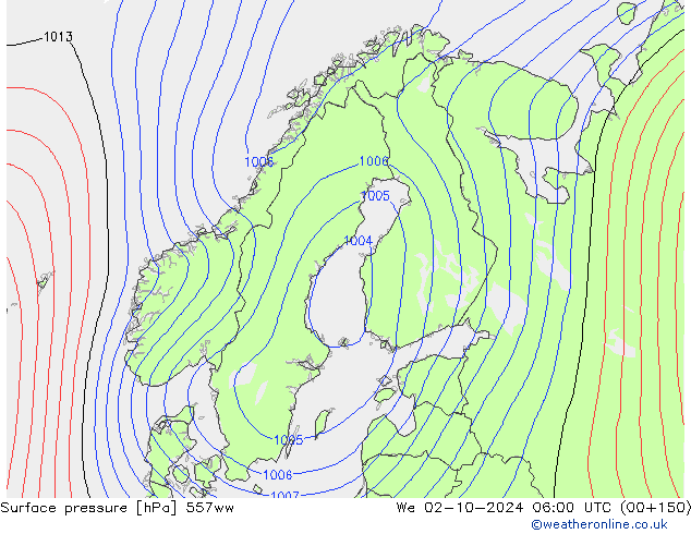 Surface pressure 557ww We 02.10.2024 06 UTC