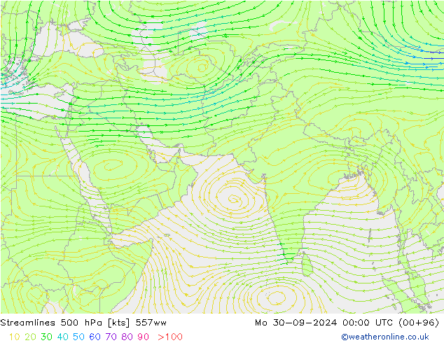 Ligne de courant 500 hPa 557ww lun 30.09.2024 00 UTC