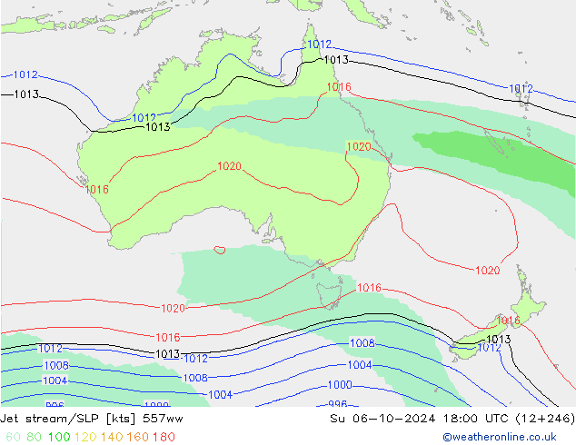 Jet stream/SLP 557ww Su 06.10.2024 18 UTC