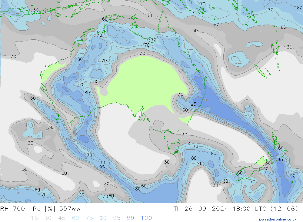 RH 700 hPa 557ww Th 26.09.2024 18 UTC