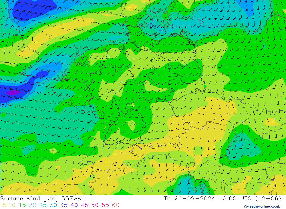 Surface wind 557ww Th 26.09.2024 18 UTC