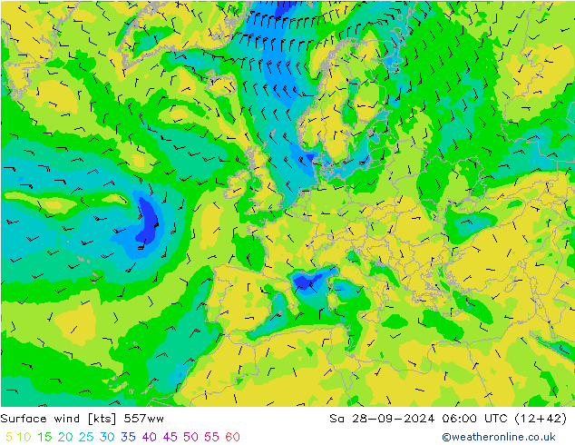 Surface wind 557ww Sa 28.09.2024 06 UTC