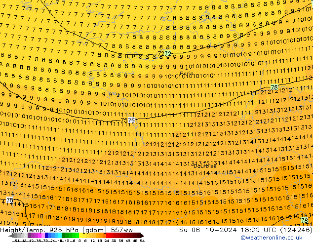 Height/Temp. 925 hPa 557ww  06.10.2024 18 UTC