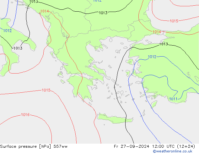 Pressione al suolo 557ww ven 27.09.2024 12 UTC