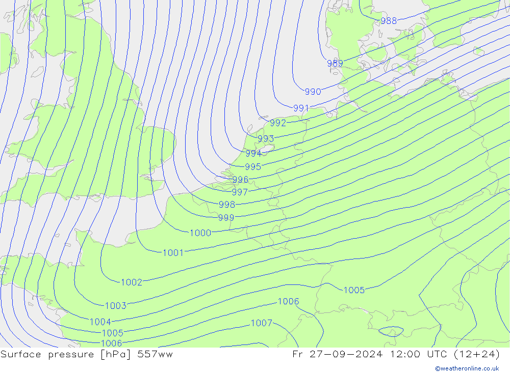 Atmosférický tlak 557ww Pá 27.09.2024 12 UTC