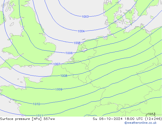 Atmosférický tlak 557ww Ne 06.10.2024 18 UTC