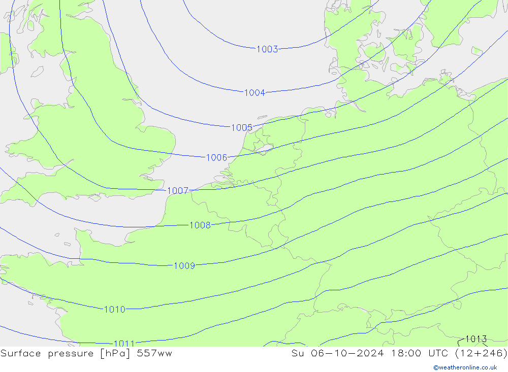 Pressione al suolo 557ww dom 06.10.2024 18 UTC