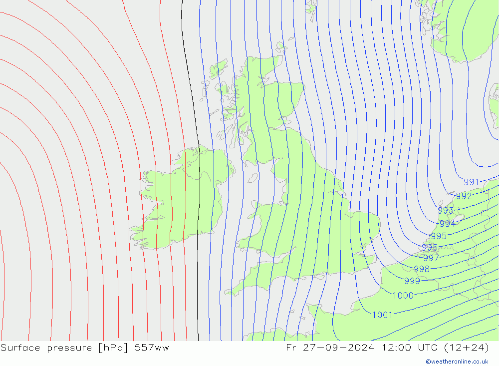 Surface pressure 557ww Fr 27.09.2024 12 UTC