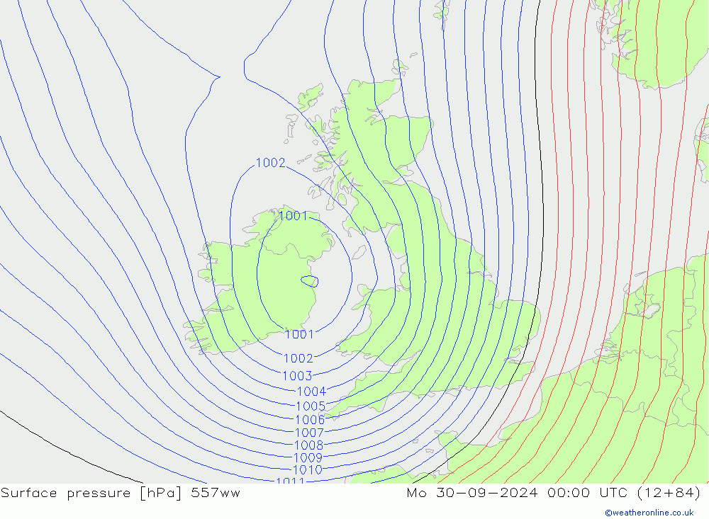 приземное давление 557ww пн 30.09.2024 00 UTC