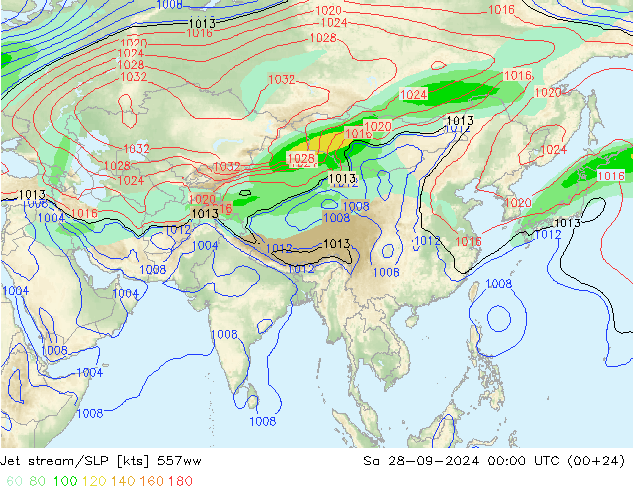 Jet stream/SLP 557ww Sa 28.09.2024 00 UTC