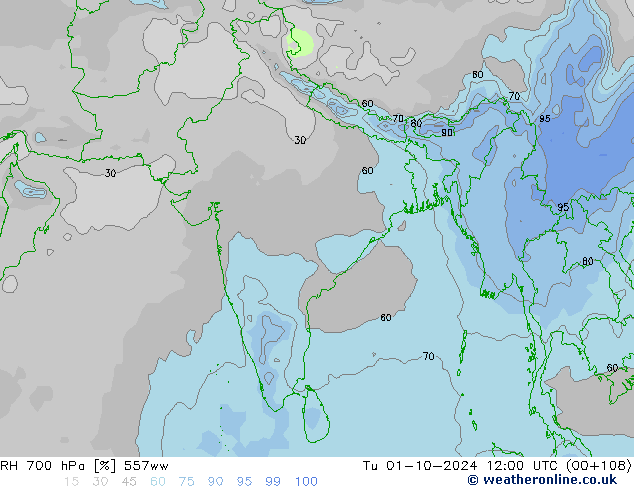 RV 700 hPa 557ww di 01.10.2024 12 UTC