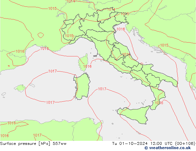 Atmosférický tlak 557ww Út 01.10.2024 12 UTC