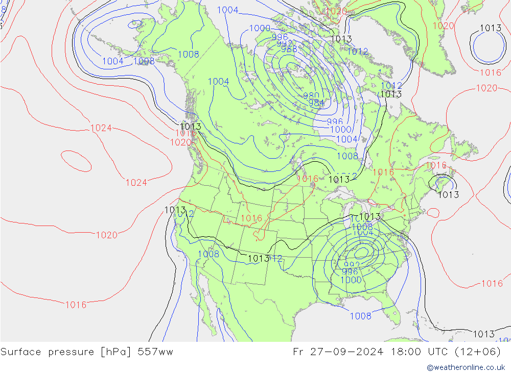 Luchtdruk (Grond) 557ww vr 27.09.2024 18 UTC