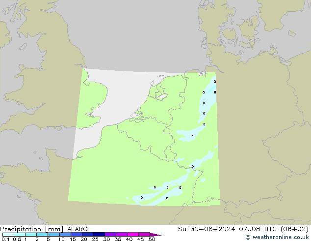 Neerslag ALARO zo 30.06.2024 08 UTC