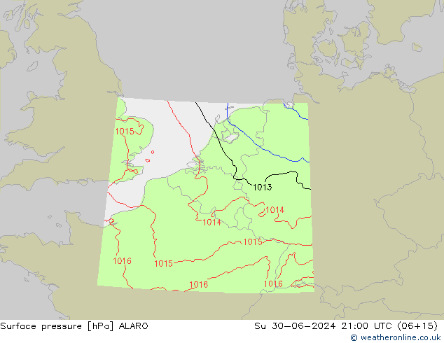 Luchtdruk (Grond) ALARO zo 30.06.2024 21 UTC