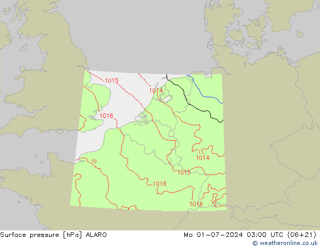 地面气压 ALARO 星期一 01.07.2024 03 UTC