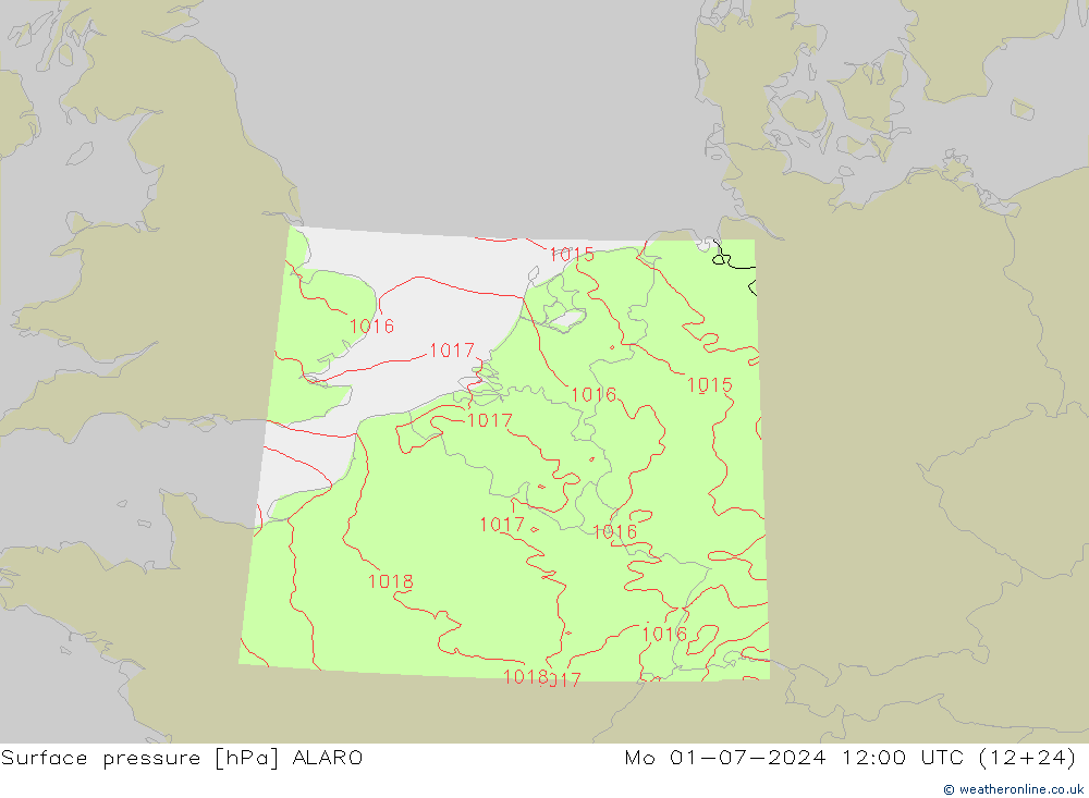 Luchtdruk (Grond) ALARO ma 01.07.2024 12 UTC